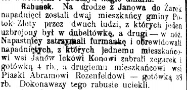 rabunek na drodze z Janowa do Żarek, 1906 rok.jpg