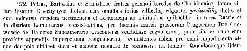 Petrus, Bartossius et Stanislaus fratres germani heredes de Charbinovice, 10 marca 1403, SPPP 2, cz.1.jpg