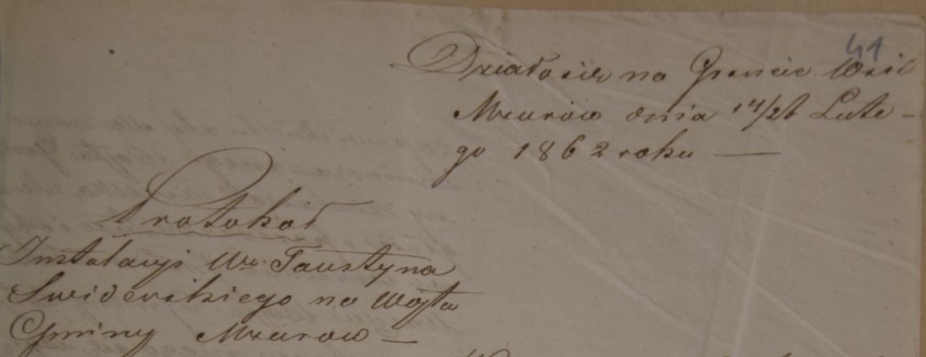 Protokól instalacji F.Świderskiego na Wójta Gminy Mzurów, 26 lutego 1862 r., cz.1.jpg