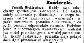 pomnik Mickiewicza w Zawierciu, G.Cz. 61, 1907.jpg