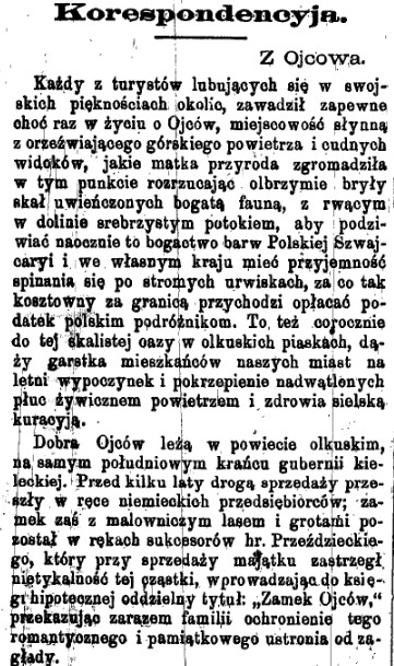 Korespondencja z Ojcowa, Gaz.Kiel. 75, 1875 r.,cz.1.jpg