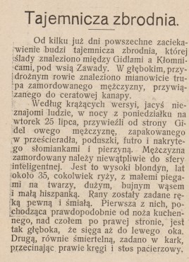 Zawady, Tajemnicza zbrodnia, Świat, 32, 1910r., cz.1.jpg