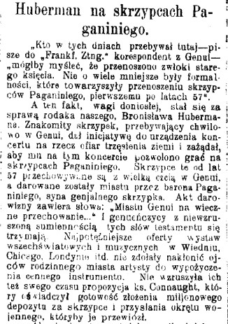 Huberman na skrzypcach Paganiniego, G.Cz. 16, 1909 r., cz.1.jpg