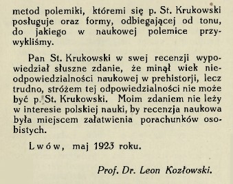 Kozłowski, Odpowiedź na recenzję p. St. Krukowskiego o mej pracy o polskim paleolicie, Przegląd Archeologiczny 2.2, z.2, cz.2.jpg