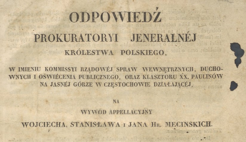 Odpowiedż Prokuratoryi Jeneralnej, Paulini-Męcińscy, cz.1.jpg