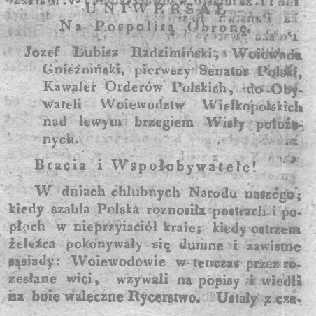 Uniwersał na pospolitą obronę. Gaz.Pozn. 102, 1806 r., cz.1.jpg