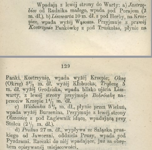 Warta i jej lewe dopływy, Pamiętnik kielecki na rok zwyczajny 1871.jpg