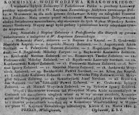 zaległy żołd, Dz.U.W.K. 15, 1820 r..jpg