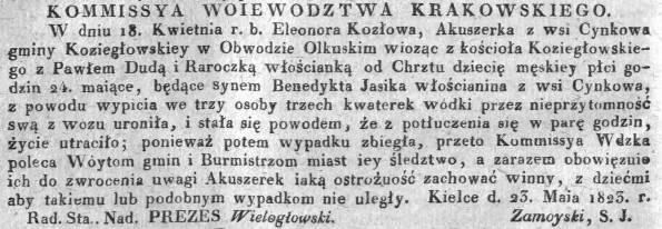 śmierć dziecka, poszukiwana akuszerka, Dz.U.W.K. 24, 1823 r..jpg