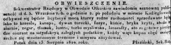licytacja komornicza w Koziegłowach, Dz.U.W.K. 35, 1824 r..jpg