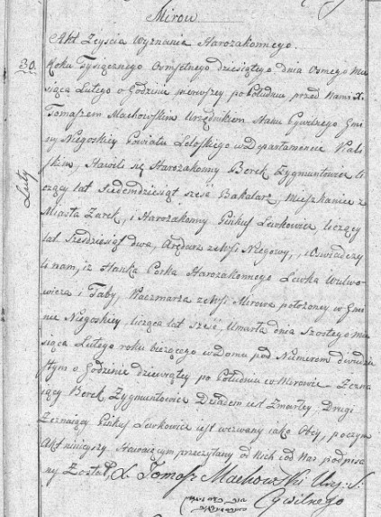 akt zgonu córki karczmarza z Mirowa, 1810 rok.jpg