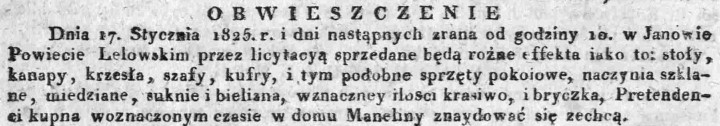 licytacja w Janowie, dom Maneliny, Dz.U.W.K. 2, 1825 r..jpg