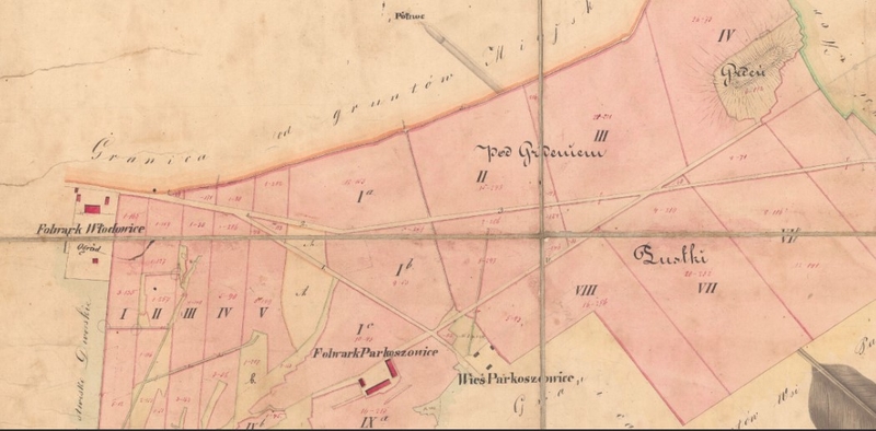 Plan folwarków Włodowice i Parkoszowice do dóbr Włodowice należące z dniem 13 października 1853 roku wymierzony z gruntu i obrachowany, cz.2_.jpg